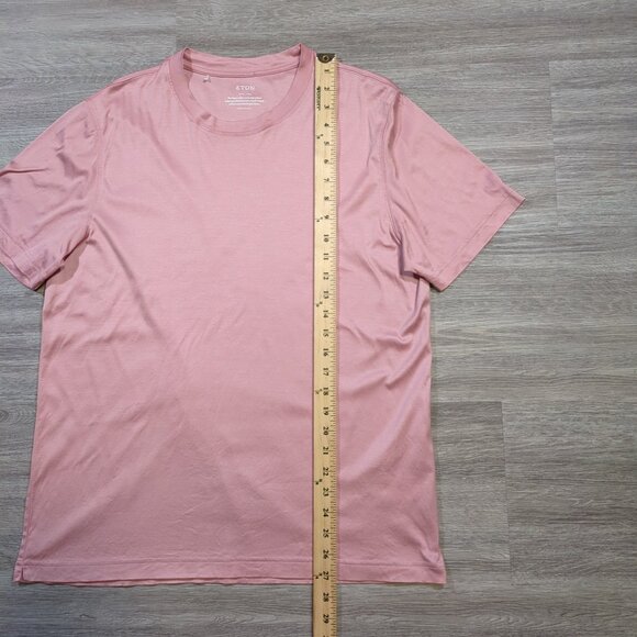 Eton Men's Large Slim Fit T Shirt Pink Filo di Scozia Cotton Solid Base Layer - Picture 7 of 7